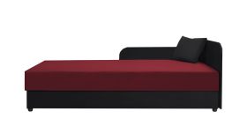 Lit simple / lit d’appoint Lobatos 90 | Noir & Rouge | Tête de lit droite | Rangement intégré | 80 x 195 cm