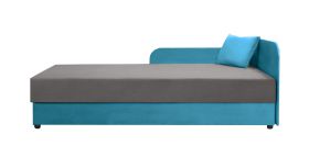 Lit de jour neutre avec rangements Lobatos 106 | Bleu / Gris | 80 x 195 cm | Tête à droite | Pour chambre d'amis