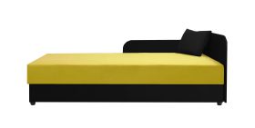 Lit de jour / Lit d’appoint Lobatos 72 | Rembourrage confortable | Noir / Jaune | Coffre intégré | Tête de lit droite | 80 x 195 cm