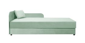 Lit de jour / Lit d’appoint avec dossier gauche Lobatos 107 | Coloris menthe | 80 x 195 cm | Rangement intégré | Coussin inclus