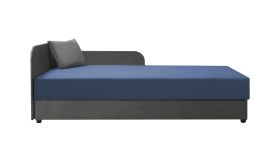 Lit d’appoint / Banquette Lobatos 79 | 80 x 195 cm | Gris/Bleu | Bonell | Coffre intégré | Tête à gauche