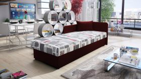 Lit d'appoint design avec coffre Lobatos 56 | Rouge | 80 x 195 cm | Tête de lit à droite | Rangement intégré