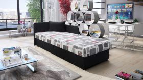 Lit d’appoint / Banquette Lobatos 59 anthracite | 80 x 195 cm | Tête de lit gauche | Avec coussin | Grand espace de rangement