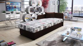 Lit de jour avec coussin Lobatos 58 | 80 x 195 cm | Espace de rangement | Bonellfederkern | Tête de lit à droite | Brun