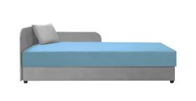Lit de jour avec tête à gauche Lobatos 41 | Gris/Bleu | Rangement intégré | 90 x 195 cm | Coussin inclus