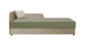 Lit de jour / lit d’appoint avec tête de lit à gauche Lobatos 31 | Beige / Vert | Rangement intégré | 90 x 195 cm | Coussin inclus