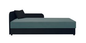 Lit d’appoint / Banquette Lobatos 37 | Couchage 90 x 195 cm | Noir & Turquoise | Tête à gauche | Rangement intégré