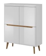 Commode design Cathcart 08 | Chêne Riviera & Blanc | 134 x 107 x 40 cm | 4 portes, 8 compartiments