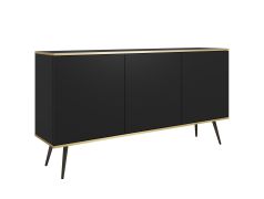 Commode noire moderne Horsham 59 | Protection ABS | 3 portes | Push-to-open | Pieds en métal