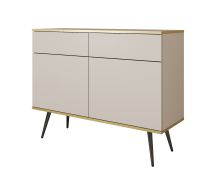 Commode beige moderne | 2 tiroirs, 2 portes push-to-open | 4 compartiments | Protection ABS | Horsham 63