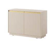 Commode 2 portes beige Finghall 05 | Façade rainurée | 71,6 x 103,5 x 39 cm | 4 compartiments | Soft-Close