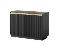 Commode compacte noire 2 portes | Fonction soft-close | 4 compartiments | Façade rainurée | Protection ABS | Finghall 04
