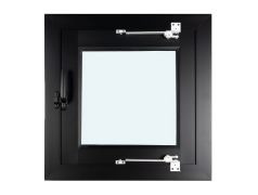 Fenêtre pour abris de jardin en WPC - Couleur: noir RAL 9005, Largeur: 70 cm, Hauteur: 79,5 cm, aluminium