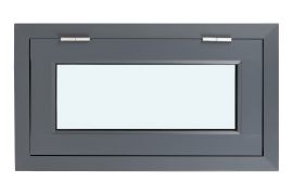 Fenêtre pour abris de jardin en WPC - Couleur: gris fer RAL 7011, Largeur: 90,5 cm, Hauteur: 50,5 cm, aluminium