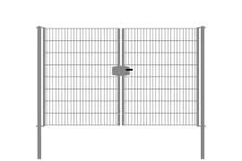 Portail à double battant en treillis métallique, largeur de passage: 264 cm, largeur totale avec poteaux: 276 cm, Finition: galvanisé, Hauteur: 163 cm, Poids: 60,19 kg