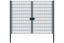 Portail à double battant en treillis métallique, largeur de passage: 264 cm, largeur totale avec poteaux: 276 cm, Finition: revêtement anthracite, Hauteur: 203 cm, Poids: 72,82 kg