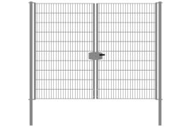 Portail à double battant en treillis métallique, largeur de passage: 264 cm, largeur totale avec poteaux: 276 cm, Finition: galvanisé, Hauteur: 203 cm, Poids: 72,82 kg