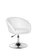 Fauteuil de cocktail rétro Apolo 133, Couleur : Blanc / Chrome, assise pivotante à 360° & réglable en hauteur