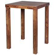 Table haute artisanale Apolo 191 | Sheesham massif | 80 x 80 cm | Finition marron unique
