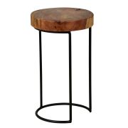 Table d’appoint avec plateau aspect tronc d’arbre | Sheesham / Noir | 45 x 28 x 28 cm | Fait main | Pièce unique