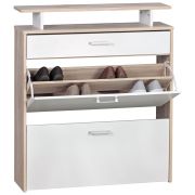 Meuble d’entrée pratique | Chêne Sonoma & Blanc | 95 x 80 x 24 cm | Grande surface d’appui