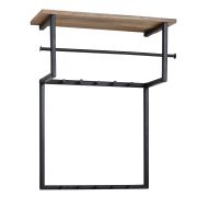 Porte-manteau mural en bois de manguier et métal noir | 76 x 60 x 26 cm | Design compact et robuste