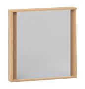 Miroir / Carré / Miroir suspendu / Avec éclairage LED / Couleur : Chêne / Dimensions : 50 x 50 cm / Contrôle par la télécommande fournie / Pour la coiffeuse