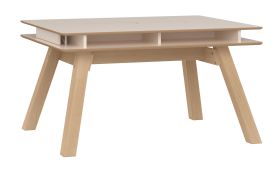 Table de salle à manger / Extensible / Couleur : Beige / Chêne / Dimensions : 139 x 100 cm / Extensible jusqu'à 220 cm / Niche pour fleurs ou herbes fraîches / Très stable