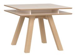 Table de salle à manger / Couleur : Beige / Chêne / Carré / Dimensions : 100 x 100 cm / Niche pour fleurs ou herbes fraîches / Coins arrondis / Pieds : Pin