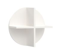 Étagère murale ronde avec deux étagères Aenna 130, Couleur : Blanc, dimensions : 38 x 38 x 21,5 cm, pour le salon