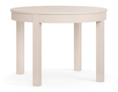 Table de salle à manger à ralonge / Couleur : Beige / Dimensions : 110 x 110 cm / Deux inserts pour l'extension / Rond / Adapté au quotidien / Extensible jusqu'à 210 cm / Pour salle à manger