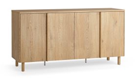 Commode / 2 portes pliantes / Couleur : Chêne / 3 tiroirs / Éclairage LED intégré / 163 x 46 x 83 cm / Fonction Soft-Close / 6 compartiments / Pour le salon et la salle à manger