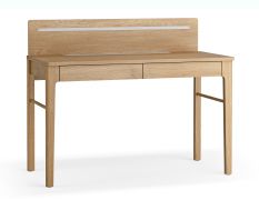 Bureau / 2 tiroirs / Couleur : Chêne / 123 x 56 x 98 cm / Bande magnétique pour épingler des notes / 1 passage pour câbles / Fonction Soft-Close