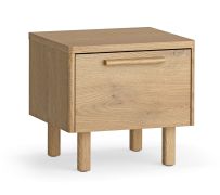 Table de chevet / Chêne massif / 1 tiroir / Fonction soft-close / Forme compacte / 43 x 35 x 40 cm / Bords arrondis / Design naturel