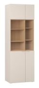 Armoire vitrine / 2 portes vitrées / Couleur : Beige / Eclairage LED inclus / 12 compartiments / Poignées : Beige / Dimensions : 70 x 42 x 206 cm / Fonction Soft-Close