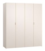 Portes pliantes / Armoire / Couleur : Beige / Soft-Close / Poignées : Beige / Dimensions : 180 x 57 x 206 cm / Eclairage LED inclus / 3 tiroirs / 3 tringles à vêtements