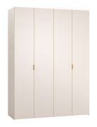 Portes pliantes / Armoire / Couleur : Beige / Poignées : Chêne / 3 tiroirs / 3 tringles à vêtements / Dimensions : 180 x 57 x 241 cm / Éclairage LED avec capteur inclus