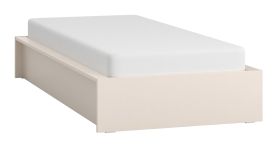 Lit simple / Lit d'appoint / Couleur : Beige / Sommier à lattes avec élévateur inclus / Pour un sommeil confortable / Surface de couchage : 90 x 200 cm / Sans tête de lit / Design minimaliste