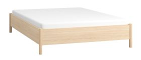 Lit double Aegir 17 style Japandi | Chêne | 160 x 200 cm | Sommier inclus | Rangement relevable