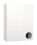 Armoire moderne Aenna 08 | 4 tiroirs | 3 portes | Blanc & Indigo | 202,5 x 151 x 60 cm