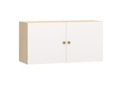 Armoire suspendue avec deux compartiments Aenna 85, Poignées : Chêne, Couleur : Blanc / Chêne, Dimensions : 50,5 x 100,5 x 33,5 cm, Deux portes, Matériaux de haute qualité