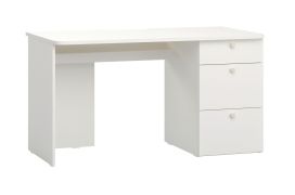 Bureau moderne avec 3 tiroirs Aenna 118 | Blanc | Poignées blanches | 75 x 138 x 65 cm