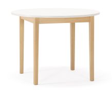 Table de salle à manger à ralonge / Couleur : Hêtre / Ronde / Extensible jusqu'à 140 cm / Diamètre : 100 cm / Cadre en bois / Convient pour les petites cuisines ou salles à manger