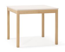 Table de salle à manger / Couleur : Beige / Hêtre / Carré / Extensible jusqu'à 130 cm / Dimensions : 90 x 90 cm / Forme simple & légère / Pour petites cuisines ou salles à manger
