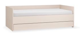 Lit simple / Lit d'appoint / Couleur : Beige / Surface de couchage : 90 x 200 cm / Avec coffre de lit pour linge de lit / Sommier à lattes Lift up inclus / Pour chambre à coucher