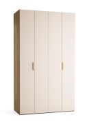 Porte pliante / Armoire / Couleur : Beige / Chêne / 2 portes / incl. éclairage LED avec capteur de mouvement / 140 x 60 x 240 cm / 10 compartiments / Soft-Close