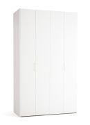 Porte pliante / Armoire / Couleur : Blanc / 2 portes / Poignées : Or / 3 tiroirs / 143 x 60 x 240 cm / 10 compartiments / Éclairage LED avec capteur inclus