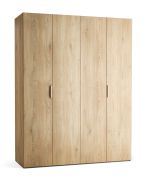 Porte pliante / Armoire / Couleur : Chêne / 2 portes / incl. éclairage LED avec détecteur de mouvement / 175 x 60 x 225 cm / Soft-Close / 3 tringles à vêtements