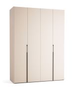 Porte pliante / Armoire / Couleur : Beige / Poignées : Noir / 3 tiroirs / 3 Tringles à vêtements / 175 x 60 x 240 cm / Soft-Close / Éclairage LED inclus
