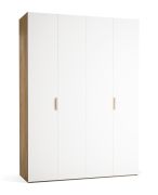 Porte pliante / Armoire / Couleur : Blanc / Chêne / 2 portes / incl. éclairage LED avec capteur de mouvement / 175 x 60 x 240 cm / 11 compartiments / Soft-Close